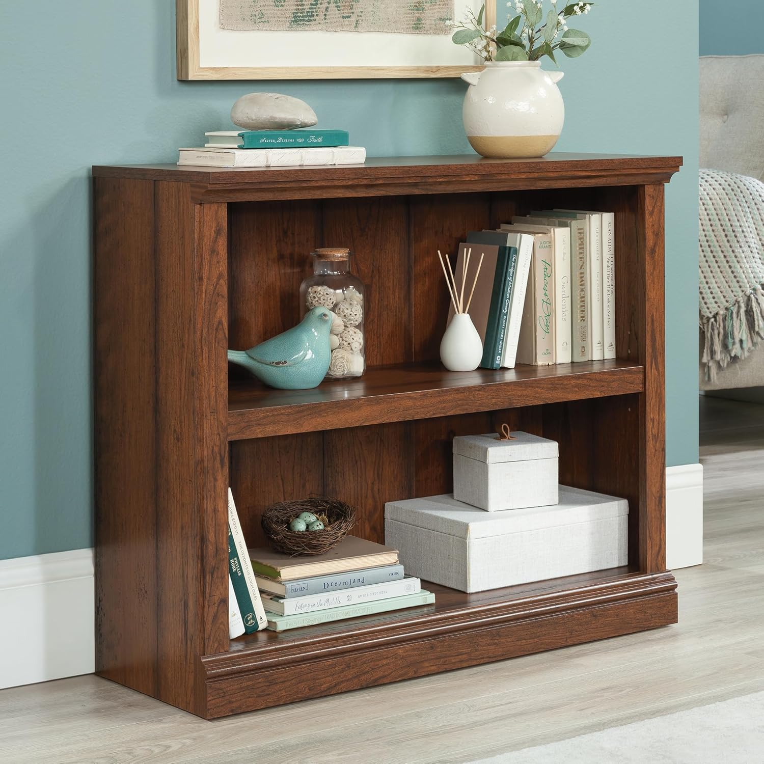 sauder miscellaneous storage 2-shelf bookcase/ book shelf, washington cherry finish
