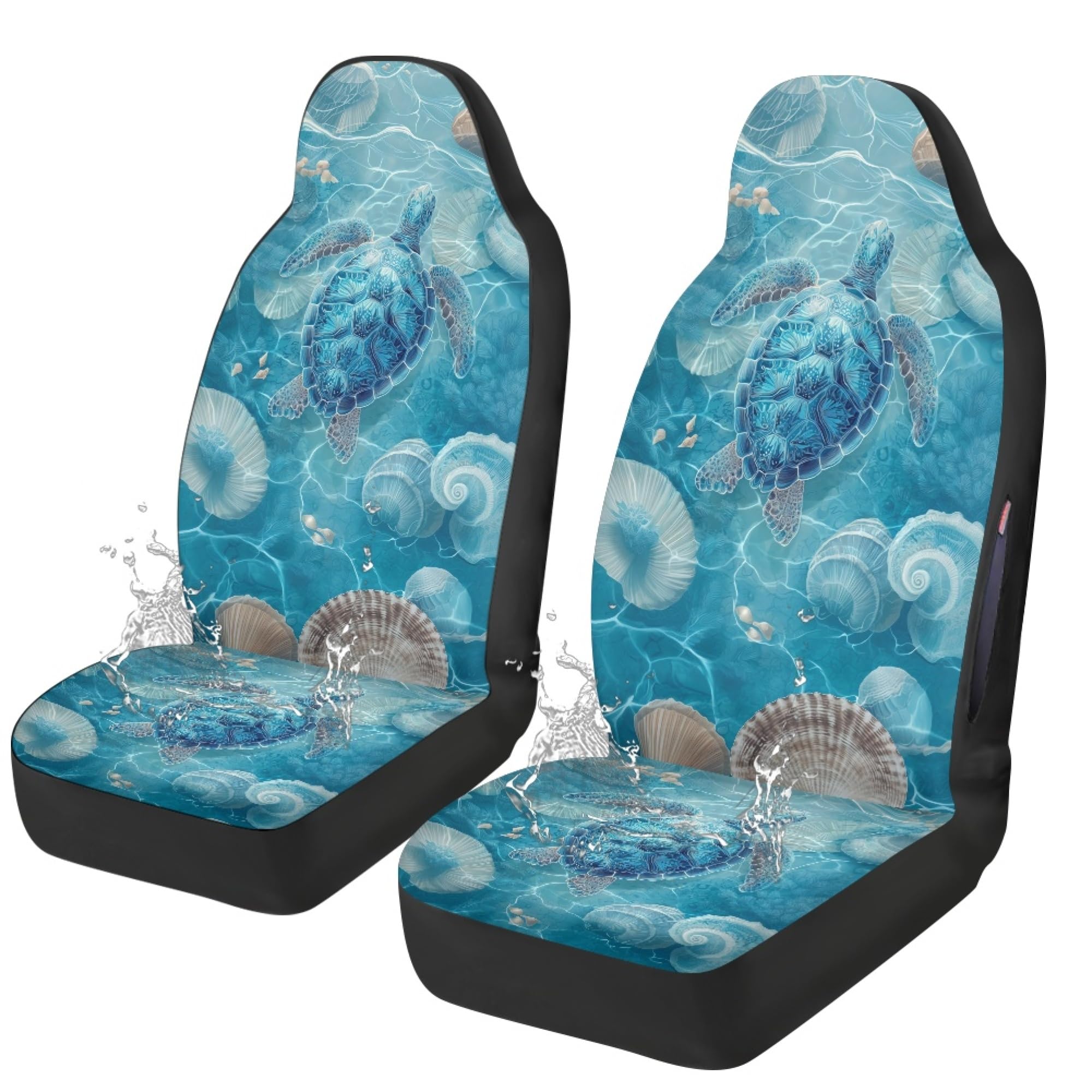 Quelytrip Sea Turtle Print Waterproof Car Seat Covers Front Seats Only,Universal Fit for Car SUV Trucks,Airbag Compatible