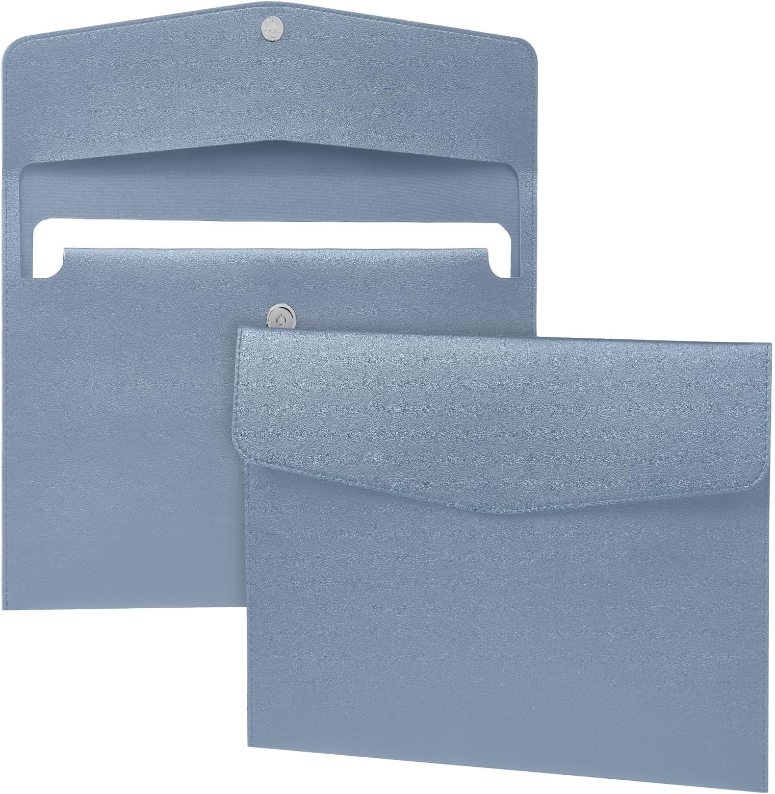 OFFCUP Leather Envelope Documents, 2pcs A4 Leather File Folder, PU Document Bag, Travel Portfolio Bag Holder Organizer for Document Stationery Organizer Tablet PC Sleeve (Light Blue)