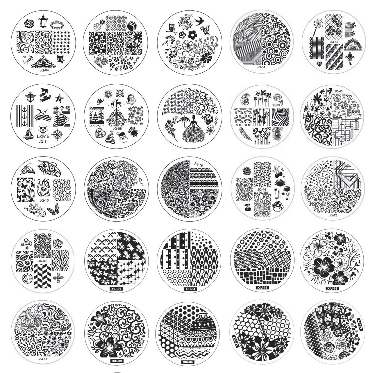 HipGirl Nail Art Stamp Collection Set 8 25pc 2.25