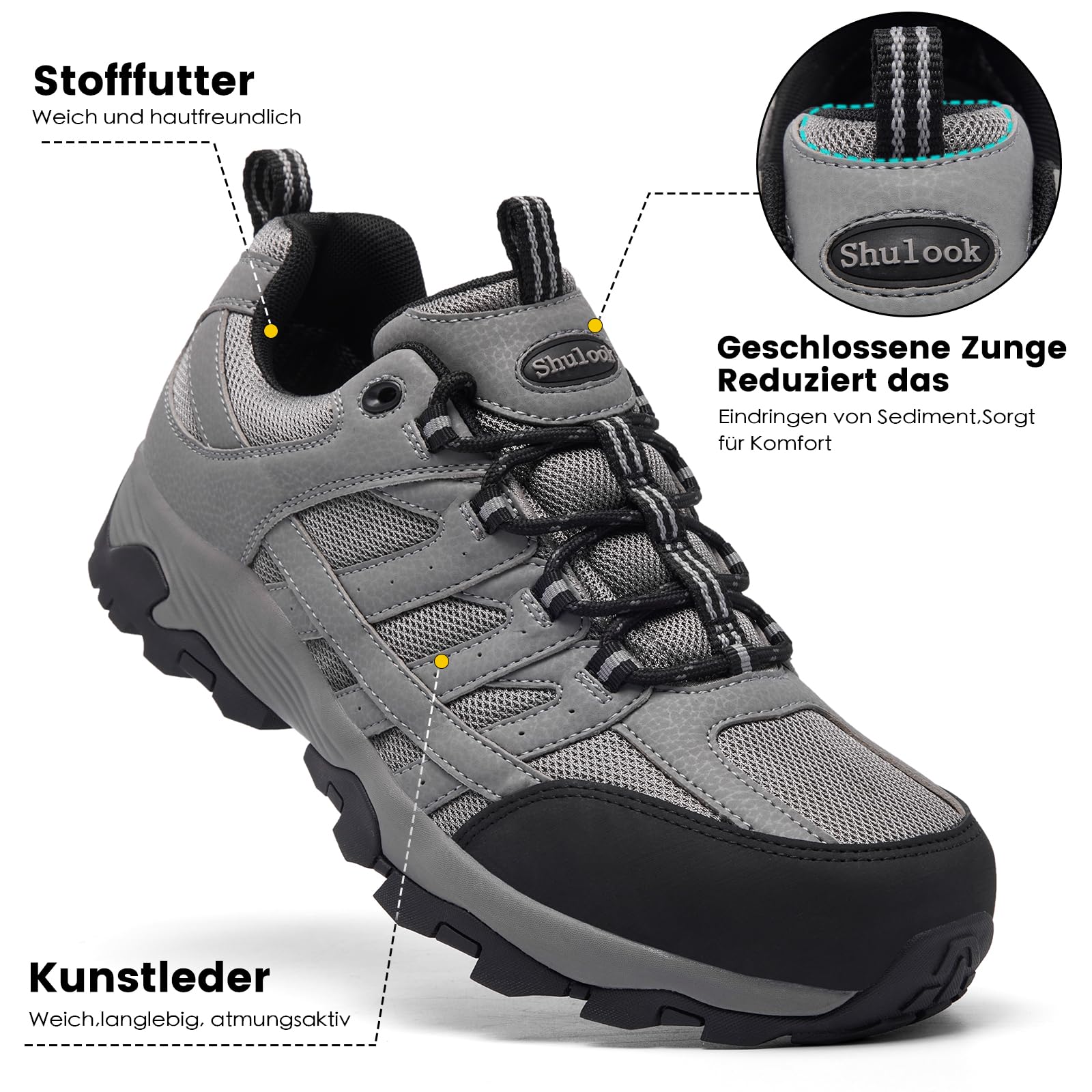 SHULOOK Herren Wanderschuhe Wasserdicht Leichte rutschfest Trekkingschuhe Outdoorschuhe
