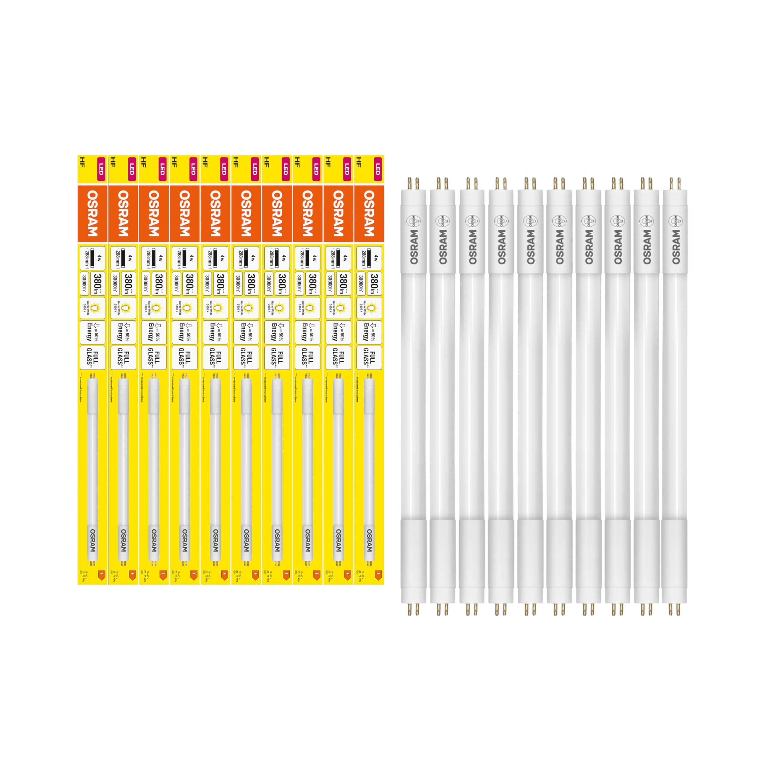 OSRAM LED T5 Hf L8 Krótki 288 mm, Liniowa Rurka LED, 4W, 380LM, 3000K, Ciepłe Białe Światło, Zamiennik LED dla Klasycznych Rur Fluorescencyjnych T5 z Gniazdem G5, Długa Żywotność