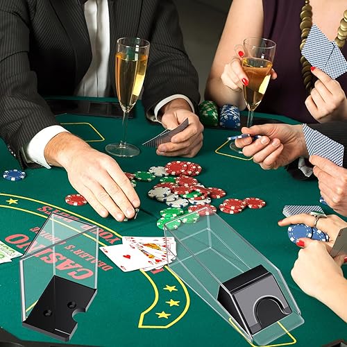 Miniatura 7 de Honoson Zapato de Blackjack y Bandeja de Descarte de Acrílico Transparente Dispensador de Cartas Zapato Repartidor de Blackjack para Cartas de Juego