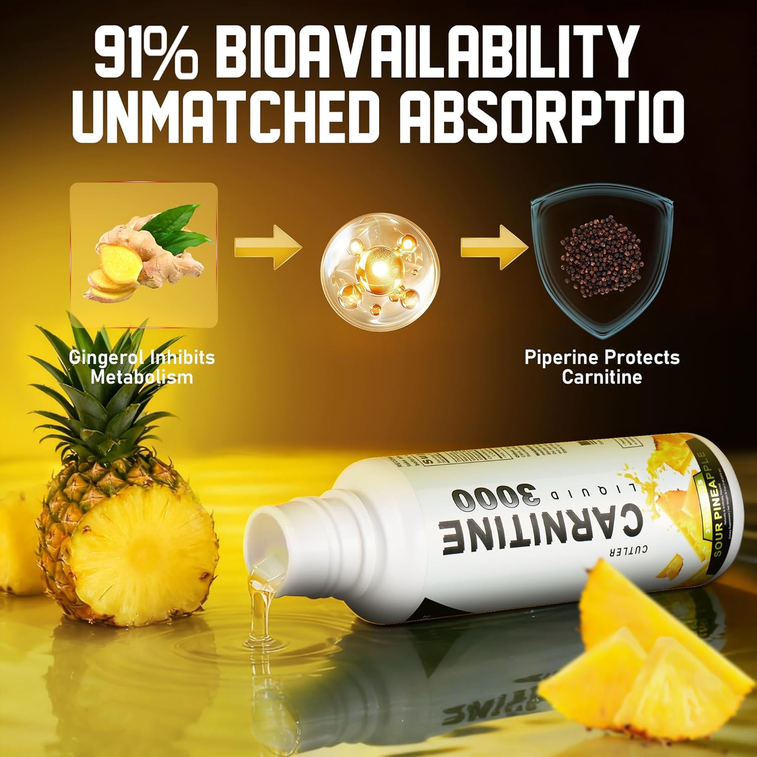 Liquid L-Carnitine 3000 for Energy Boost – Acetyl L-Carnitine & L-Carnitine Tartrate Liquid Supplement, Pineapple Flavor, 473 ml - Image 8