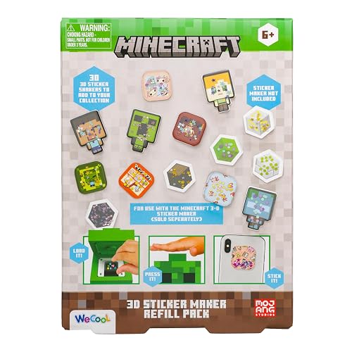 Minecraft - Paquete de recambio para hacer calcomanías 3D, haz más de 30 calcomanías de coctelera con gemas…