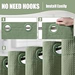 VANZAVANZU No Hooks Required 256GSM Waffle Weave Shower Curtain, Hotel Luxury Quality, Water Resistant, Machine Washable, Weighted Hem, 72 x 75 inches, Green