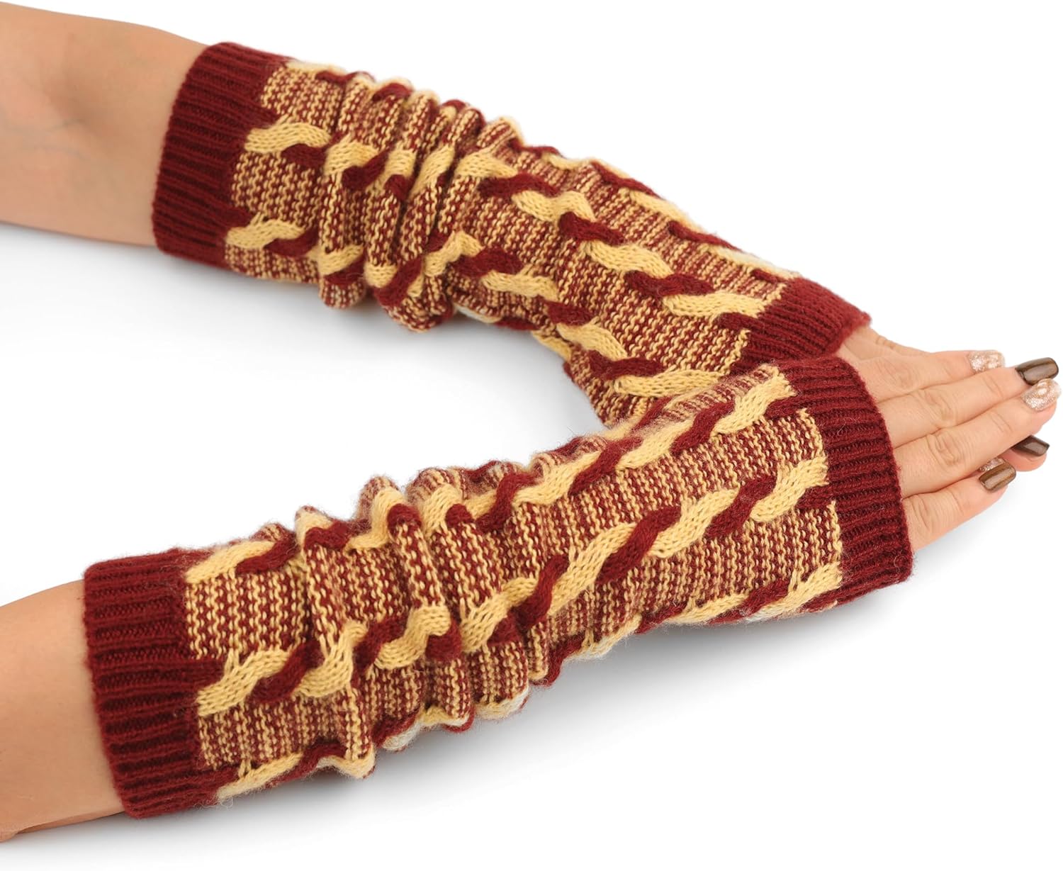 F Flammi Wool Blended Arm Warmer Winter Novetly Fingerless Gloves Knit Mitten Gloves Wrist Warmer for Women