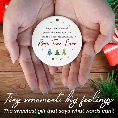 Vista 110 de OASSIE Regalos de agradecimiento de Navidad para empleados para compañeros de trabajo, adornos de Navidad de cerámica 2025 para decoraciones de Sé