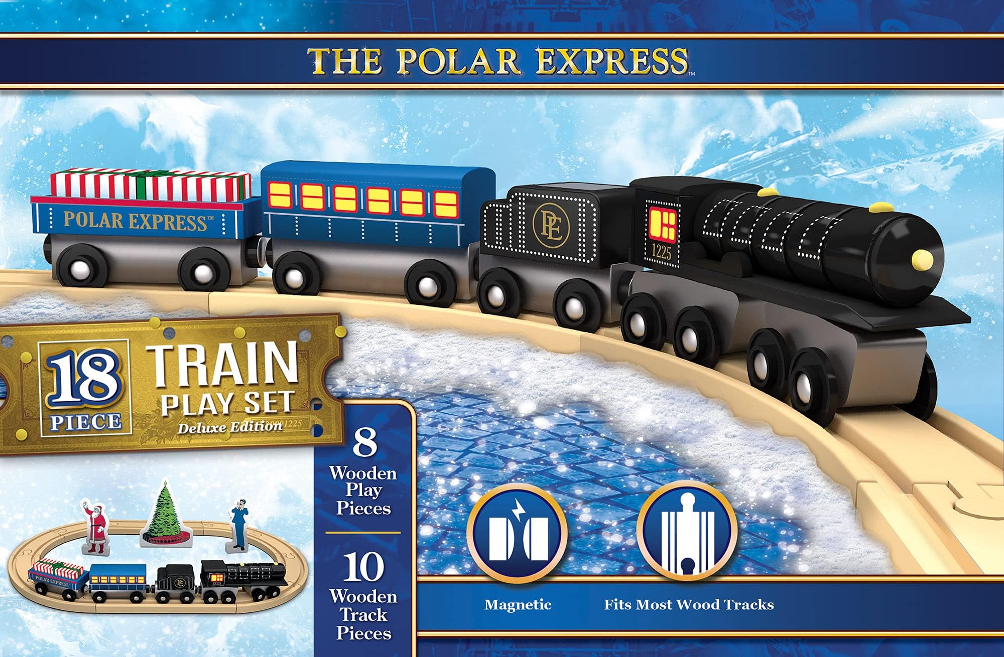 Wood Train Sets - The Polar Express 18 Piece Train Set