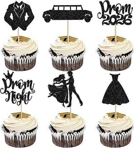 24 piezas de decoración de cupcakes de graduación para fiesta 2026, selecciones de cupcakes de noche de graduación 2026, decoraciones para pasteles