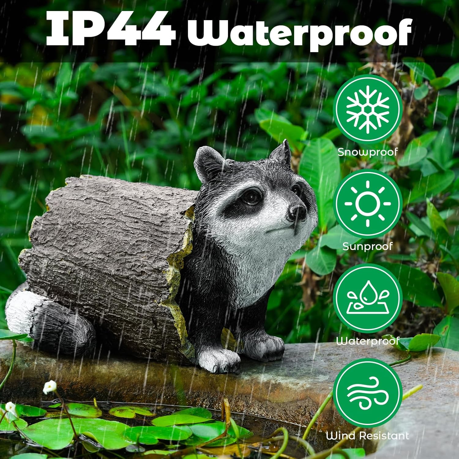 Garden 10.2 Raccoon Statue, Cute Outdoor Raccoon Decor, Resin Realistic Figurine, Animal Themed Garden Accent Art, Landscape Accent Gift Sculpture for Yard Patio Lawn Art