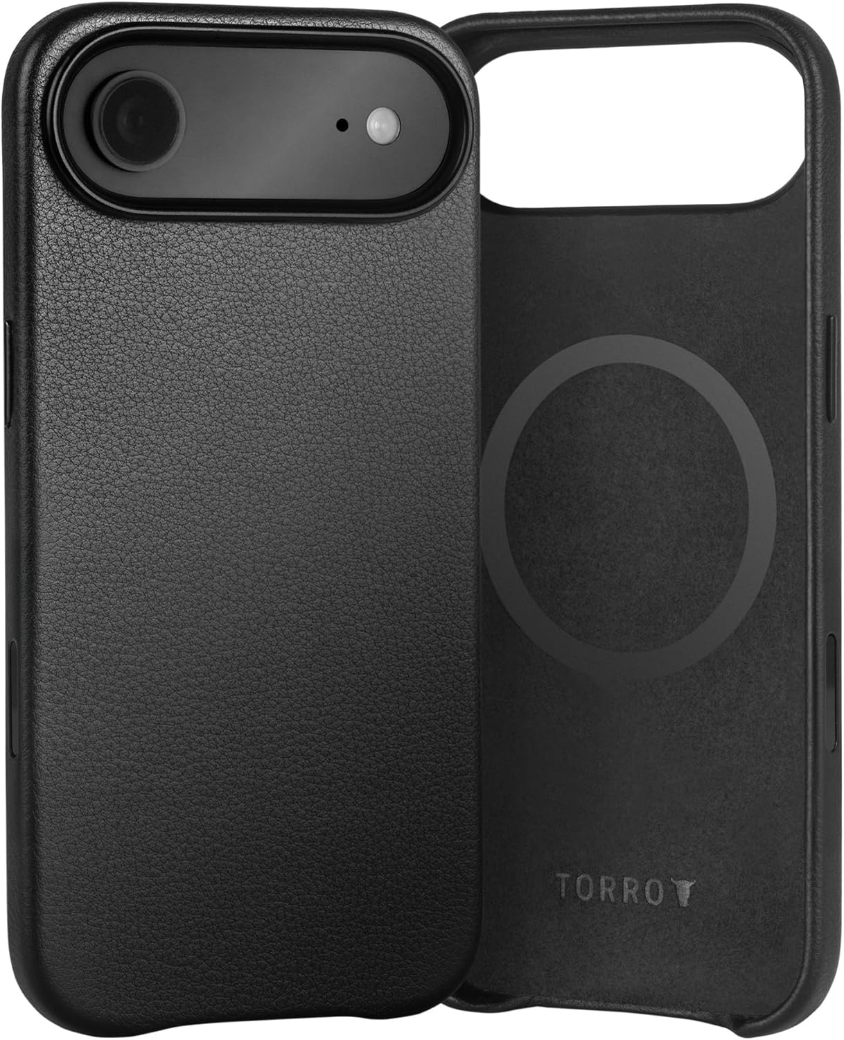 TORRO Hülle Leder Kompatibel mit iPhone Air 6.5" 2025 – Echt Lederhülle MagSafe-kompatible Schlanke Bumper Hülle (Schwarz)