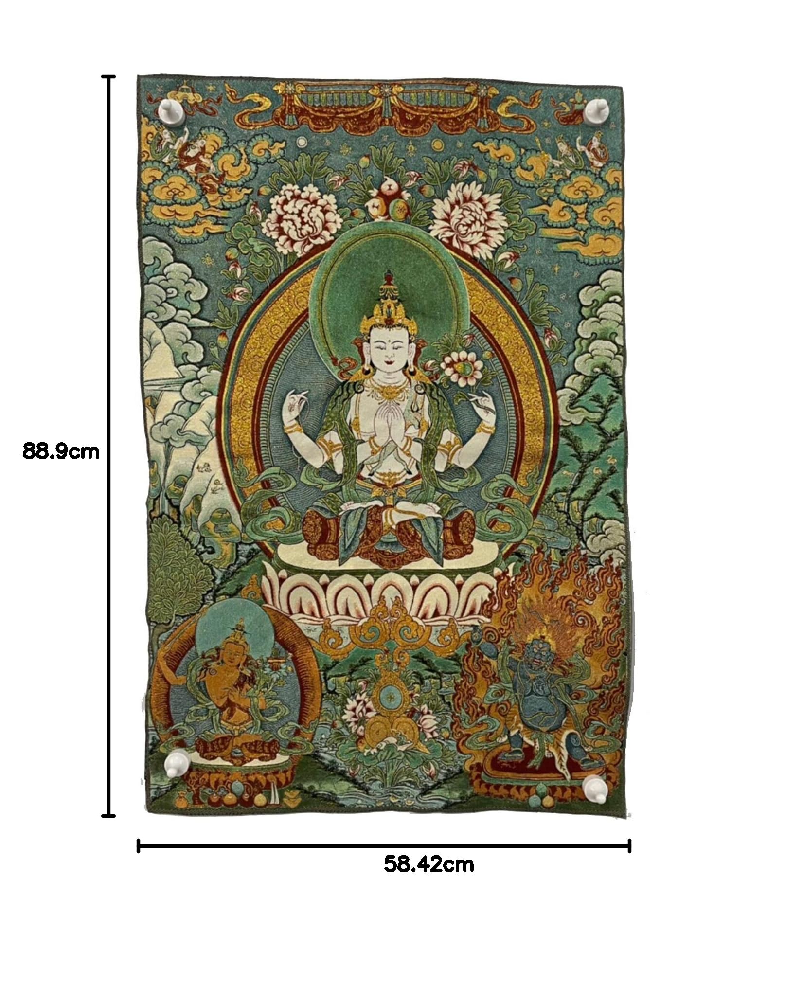 Chenrezig Thangka Pittura Ricamo Pittura Fatta A Mano Tibetano Thangka Arazzo Stampa Artistica Poster per la Decorazione Domestica Meditazione (Size : 60x90cm(23x35inch))