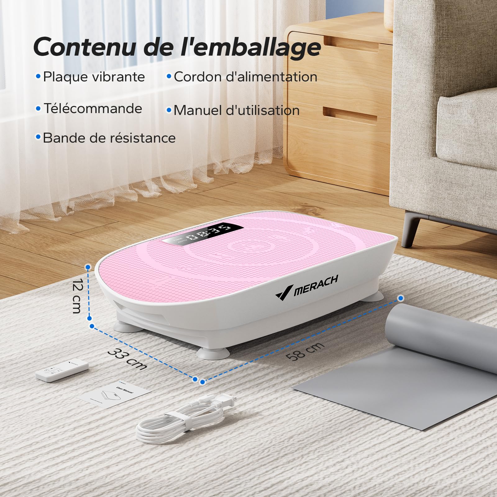 MERACH Plateforme Vibrante, Plaque Vibrante Puissante pour Le Renforcement et la Mise en Forme des Muscles, Contrôle Automatique de la Vitesse, Haut-Parleur Bluetooth Intégré
