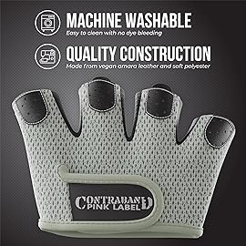 Contraband Pink Label 5537 Womens Micro Weight Lifting Gloves w/Grip-Lock Silicone Padding (Pair) - Minimalist Half Gloves - Apple Watch Friendly (Gray, X-Small)