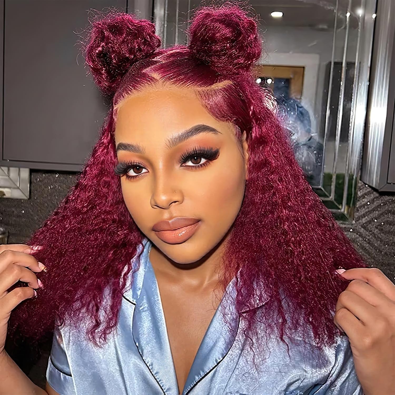 99J Burgundy Bob Wig Human Hair 13x6 Deep Curly Wave Lace Frontal Red Colored, 200 Density Short Wigs for Women Pre Plucked with Baby Hair Natural Hairline (14 Inch)