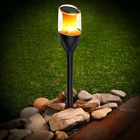 GIGAWATTS GW-230 Solar Flame Lamp with Spike BIS Approved Solar-Powered 800mAh Pathway Lights for Garden Outdoor Decoration (Pack of 1)