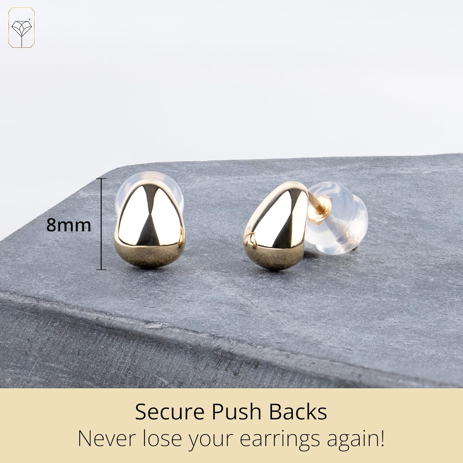 Minimalistic 14k Yellow Gold Stud Earrings | Hypoallergenic and Comfortable Small Stud Earrings for Women | 14k Real Solid Gold Earrings by MAX + STONE