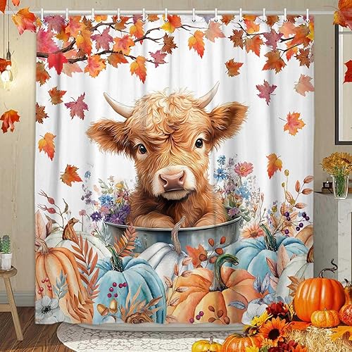 Miniatura 10 de JAWO Funny Bear Shower Curtain, Farmhouse Rustic Wildlife Sunflower Shower Curtain Set, Western Animal Cute Fabric Bathroom Accessories, with Hooks