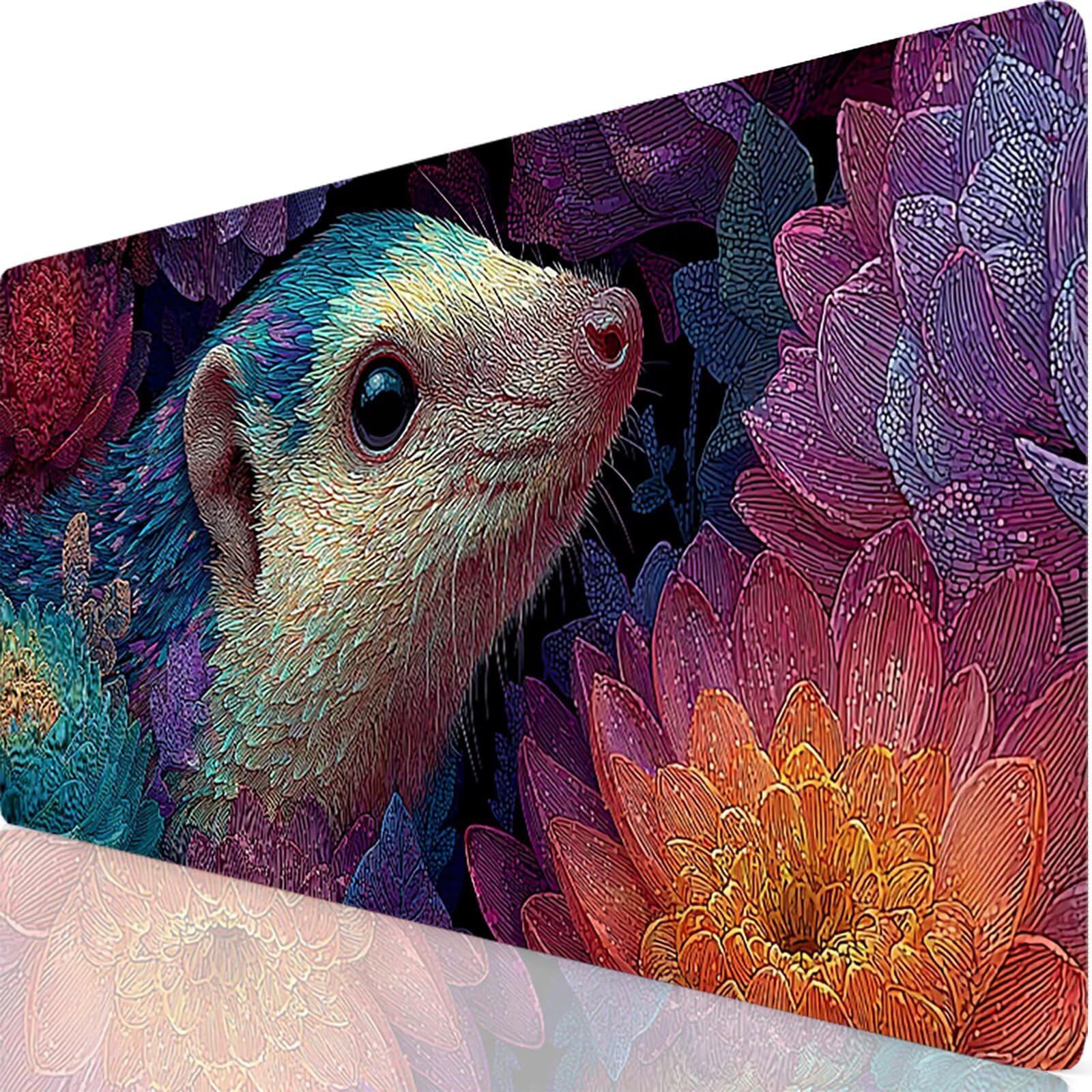 Tappetino Mouse Gaming Rosa Tappetino Mouse XXL 1000x500x3 mm, Carino Mousepad Accessori Gaming con Bordi Cuciti, Sottomano Scrivania Migliorare la Precisione e la Velocità per Giocatori w-7318