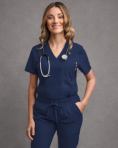 Miniatura 6 de Green Town Ropa quirúrgica para mujer - Camiseta médica con cuello en V, tela elástica, ligera, fácil de cuidar