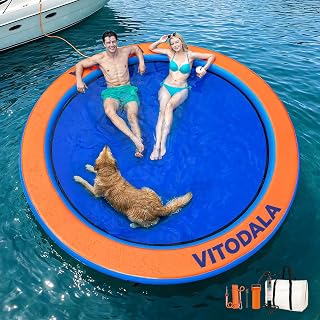 Water Hammock Heavy Duty, Large Pool Float Lake Floats for Adult, Round Inflatable Water Hammock, Pool Lounger Float for River Ocean, Circle Float Ring Dock Island Platform