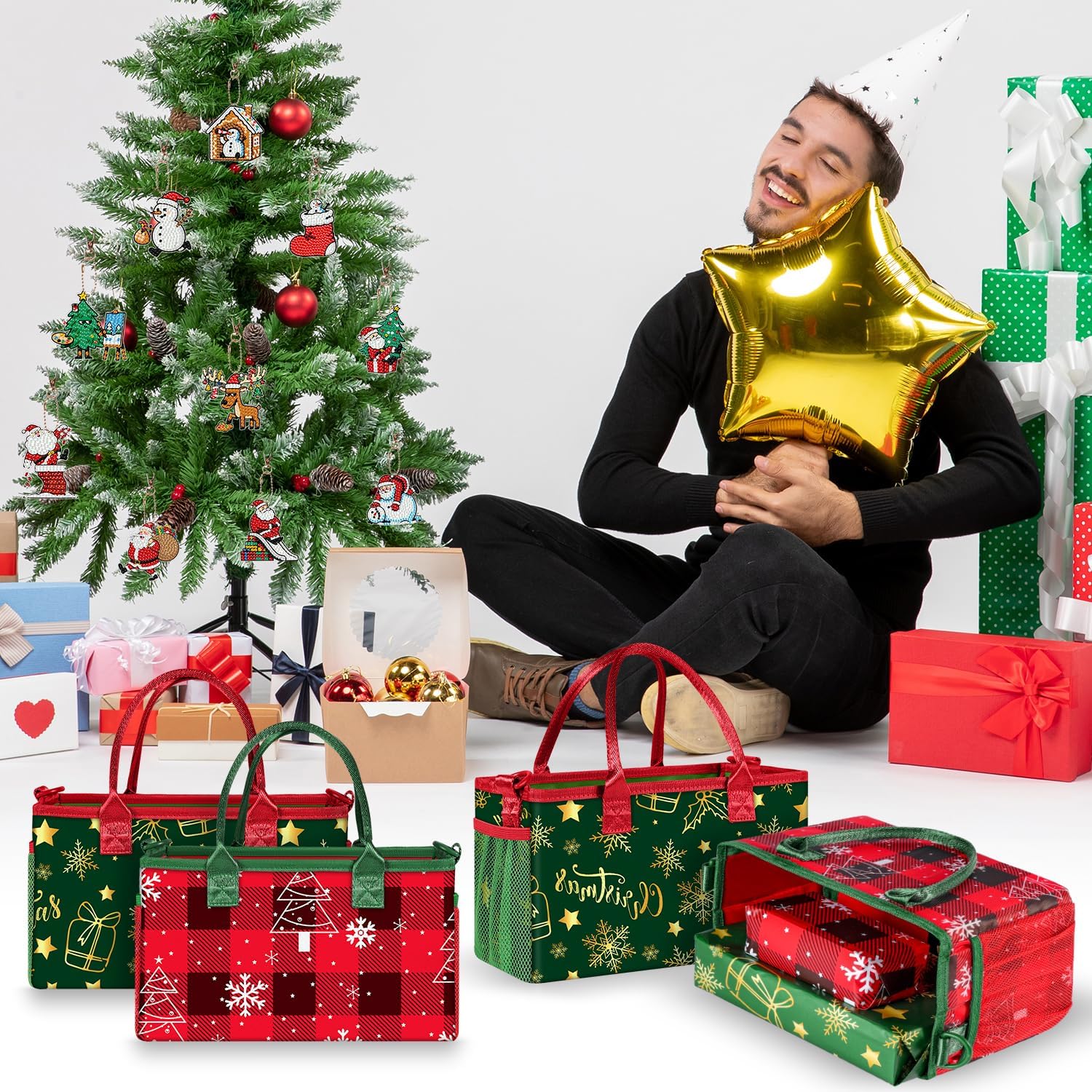 DOOHALO 10 PCS Diamond Art Christmas Ornaments Cute Small Diamond Paintings Art Key Chain Double Side DIY Hang Painting Kits for Adults (Cute A) - Image 5