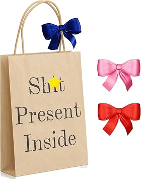 Fathers Day Funny Gift Bag Gag Father's Gift Bag With Handle Sh*t Present Inside Rude Gift For Him For Her Birthday Christmas Retirement Secret Santa Gift Bag