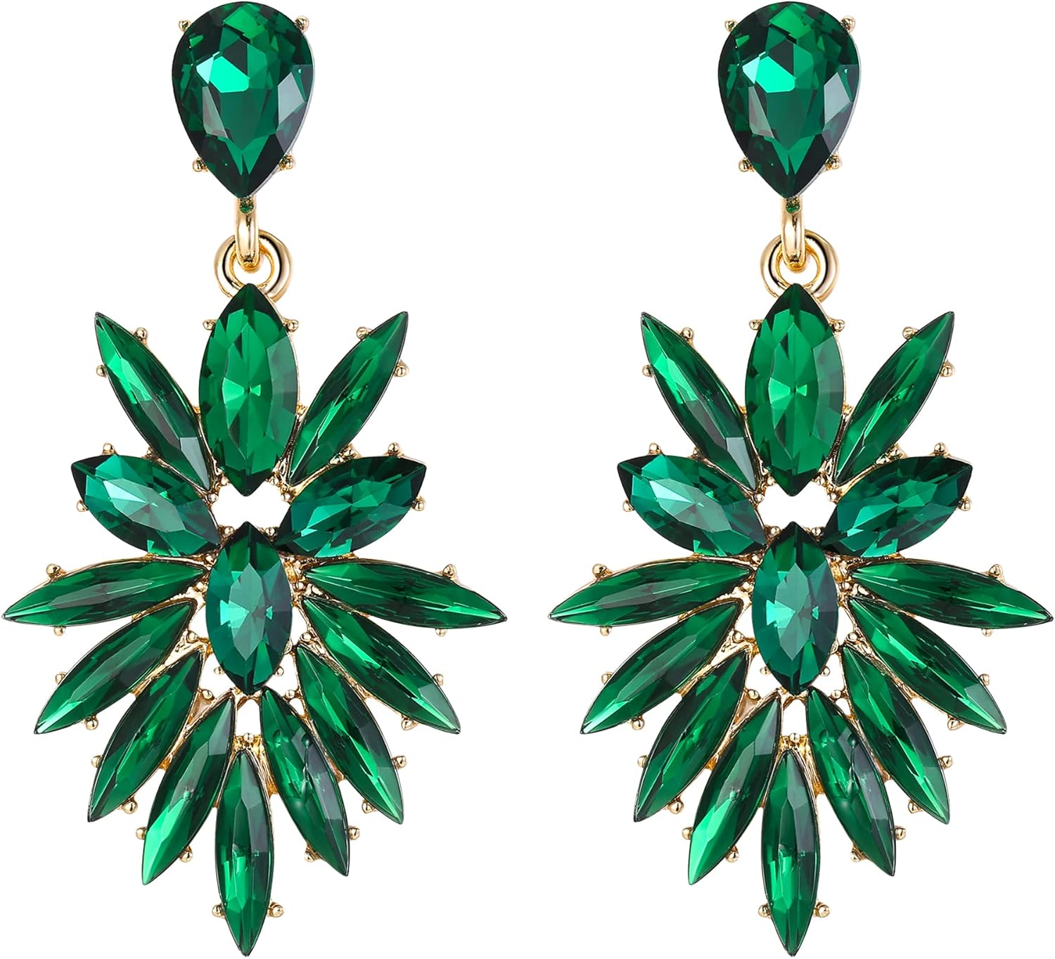 EleQueen Marquise Cluster Crystal Earrings Fashion Vintage Style Statement Jewelrys for Women