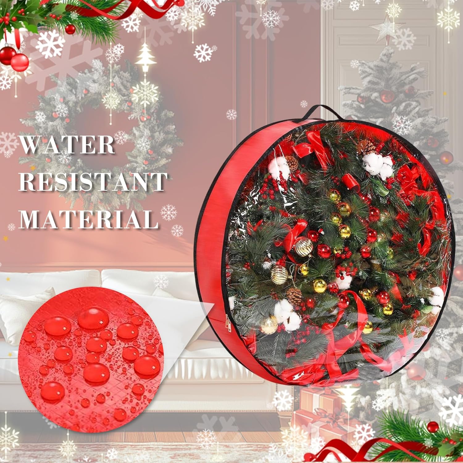 6 Pack Heavy Duty Wreath Storage Container Bag - 24x8 Inch Green Christmas Wreath Storage Box with Clear Window, Holiday Decor Storage for Xmas Seasonal Wreath Garland