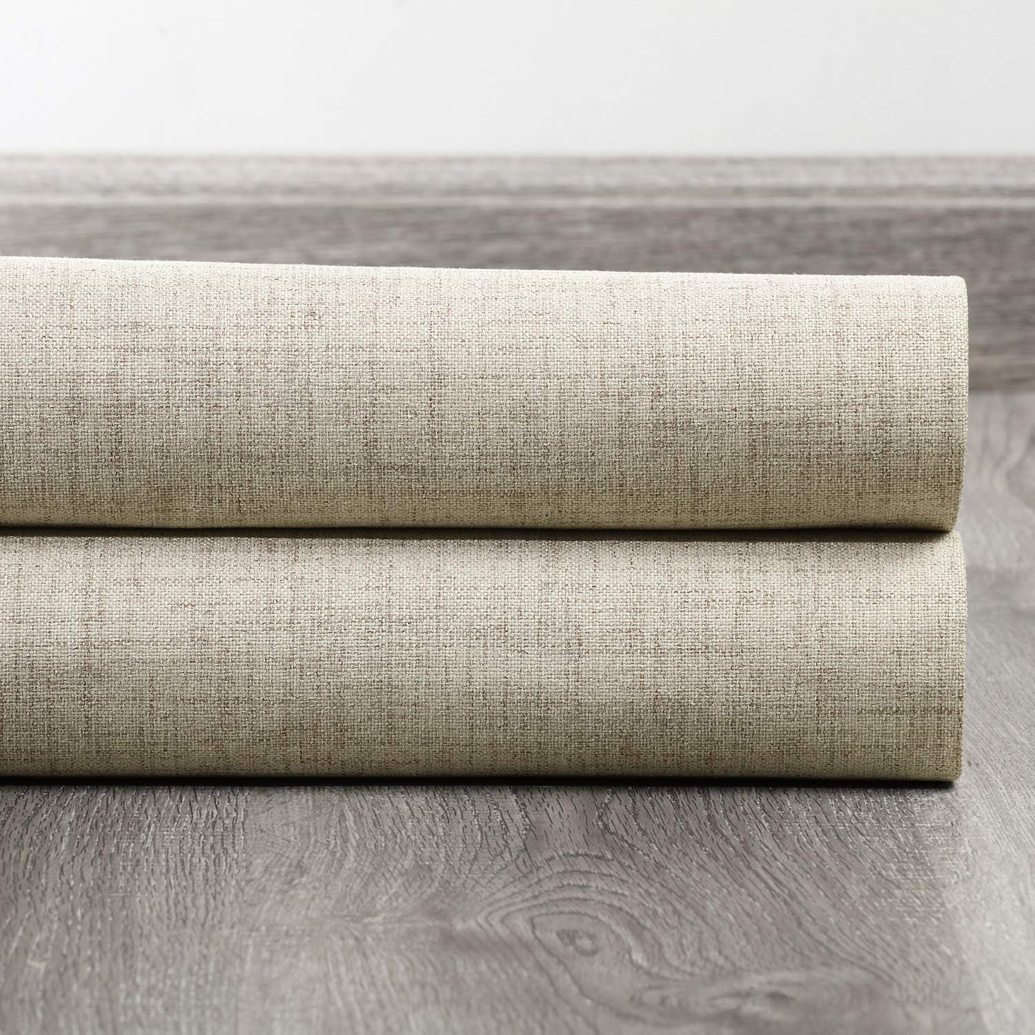 HPD Half Price Drapes Vintage Blackout Curtains for Bedroom - 108 Inches Long Thermal Cross Linen Weave Full Light Blocking 1 Panel Blackout Curtain, (50W x 108L), Toasted Tan