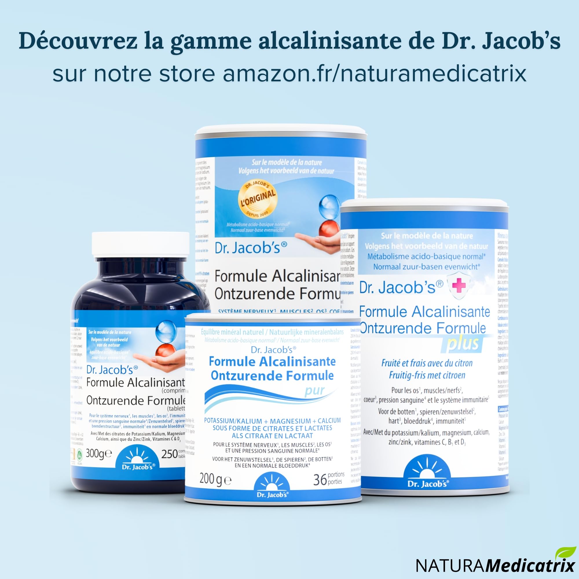 Formule Alcalinisante - Dr. Jacob's - 300g - Mélange de minéraux alcalins citrates fabriqués à partir de matières végétales