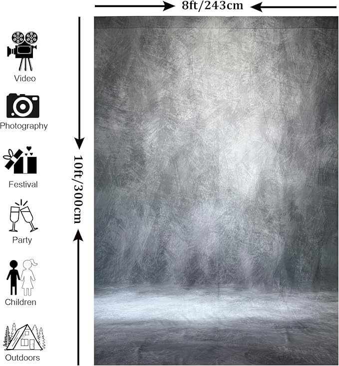 Fondo Fotográfico Profesional Abstracto 8x10ft Gris - HABOKE miniatura 3