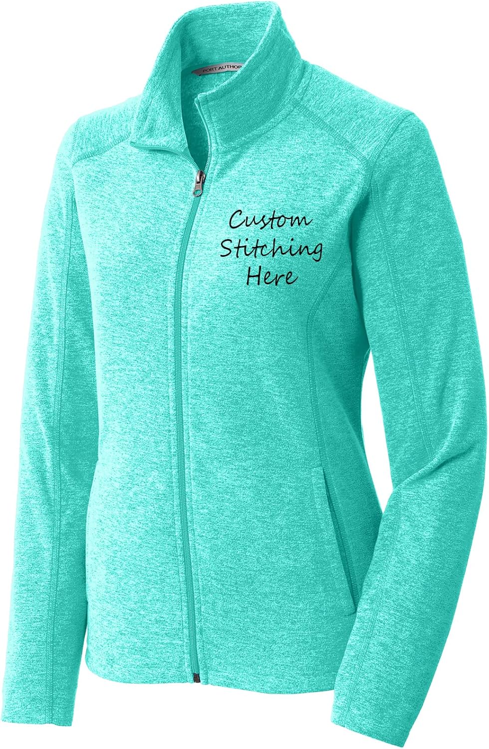 INK STITCH Women L235 Custom Design Your Own Stitching Logo Texts Heather Microfleece Jackets - 4 Colors