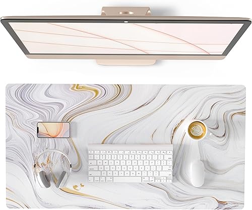 Miniatura 30 de QIYI - Alfombrilla grande para mouse, linda alfombrilla de escritorio rosa para computadora, alfombrilla de escritorio de piel sintética impermeable