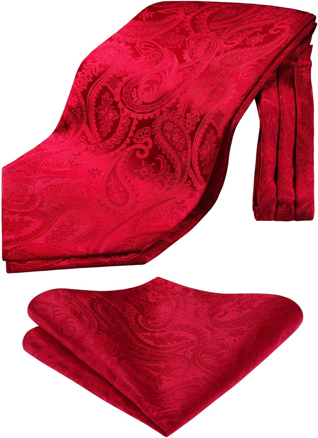 HISDERN Ascot Ties for Men Paisley Floral Ascot and Pocket Square Set Classic Self Tie Mens Cravat Handkerchief for Wedding - Image 7