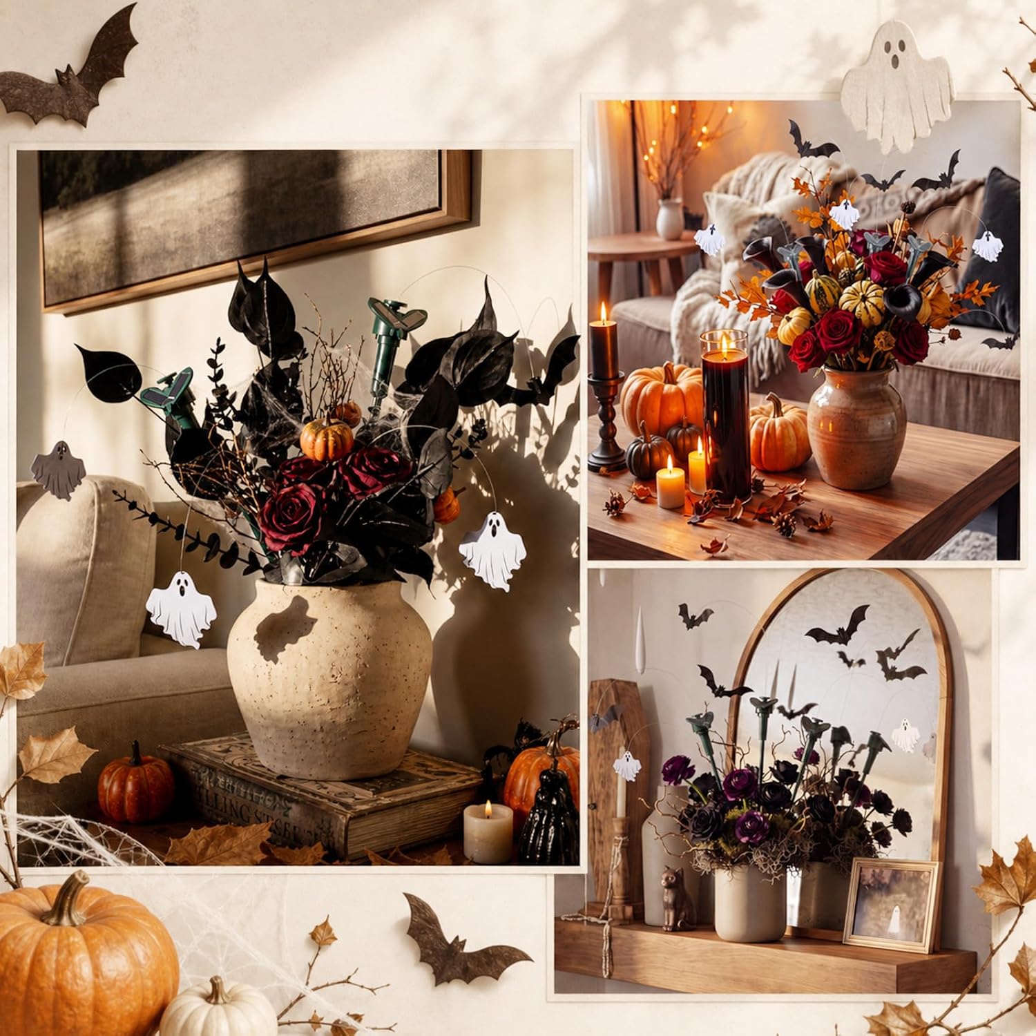 Retisee 6 Pcs Flying Ghost Bat Decorations Outdoor Solar Halloween Stakes image 4