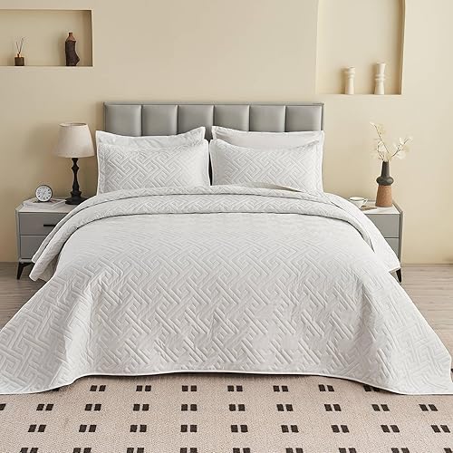 Miniatura 2 de Colchas extragrandes tamaño King de 128 x 120 pulgadas para cama extra grande y alta, tamaño California KingKing, edredón ligero y acolchado, 1