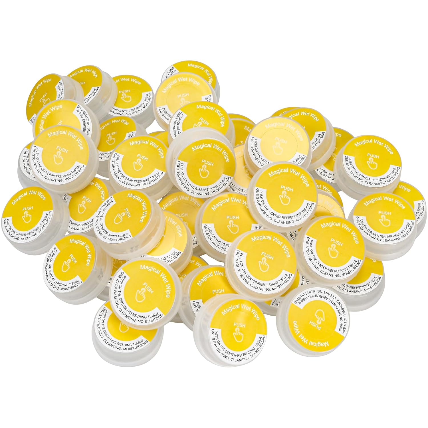 50 Pack Lemon Scented Hand Wipes – Sanitizing Non-stimulating Press Push Up Towelettes, Individually Sealed Wet Mini Wipes, Alcohol-Free Moisturizing Cleaning for Travel, Gym & Outdoor Activities