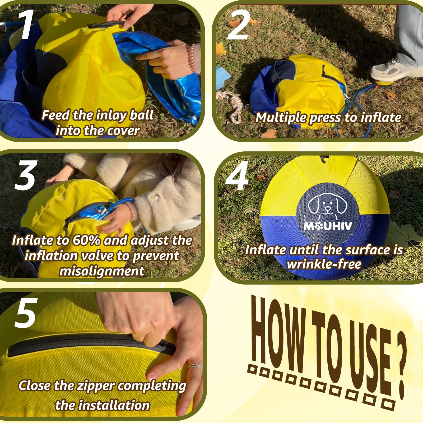 Pelota de entrenamiento para perros de 25 pulgadas, pelotas de entrenamiento para perros grandes con bomba de mano, juguete interactivo para perros, pelotas para entrenamiento al aire libre