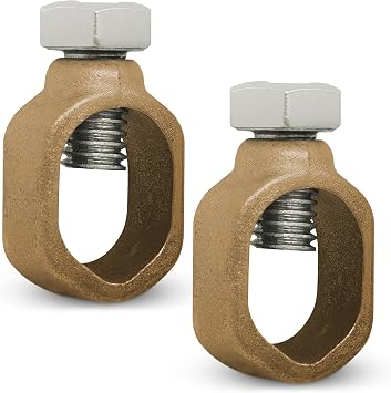 Ohlectric Heavy Duty Ground Rod Clamps 1" Rod Diameter with - Direct Burial with 3/8-16 Thread Screw - Wire Range from 4/0-#8| Pack of 2 OL-10881-2