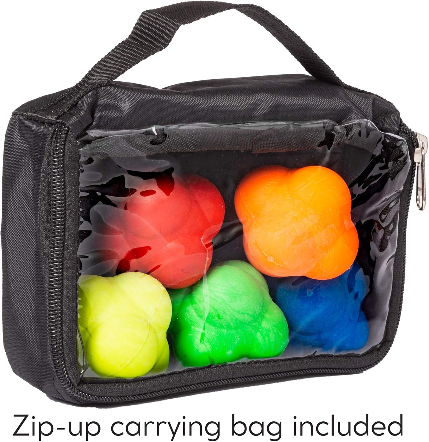 Reaction Balls, 5-Pack - Red, Yellow, Blue, Green, & Orange Agility Trainers with Nylon Bag - Colorful Hi-Bounce Rubber Tools for Team Sports, Personal Training, Coaching, Intramurals, and Workouts : Sports & Outdoors