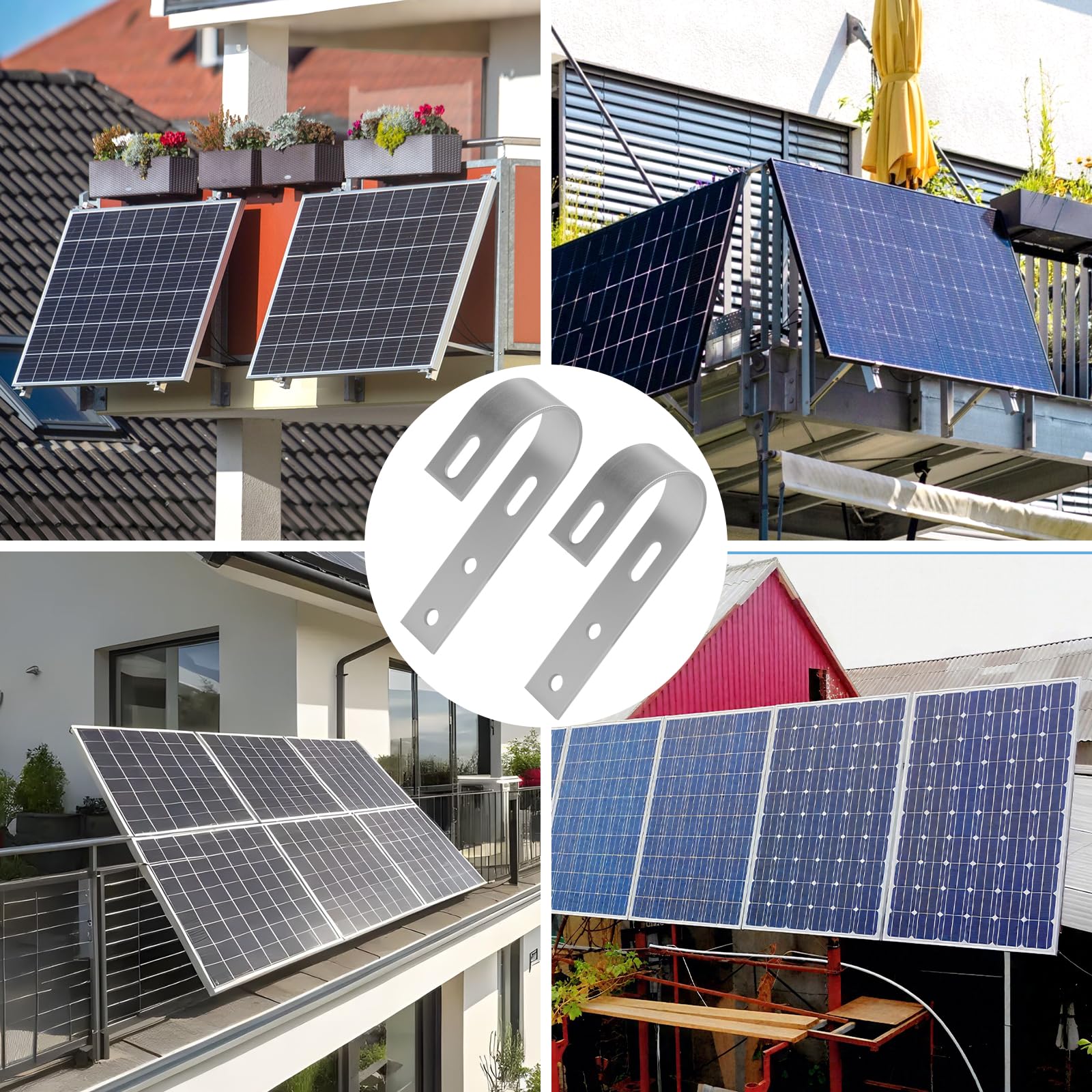 4 Pièces Fixation pour Panneau Solaire Crochets, Support Panneau Solaire, Crochet en Acier Inoxydable pour Balustrade, pour Panneau Solaire pour Fixation Sola pour Balcon