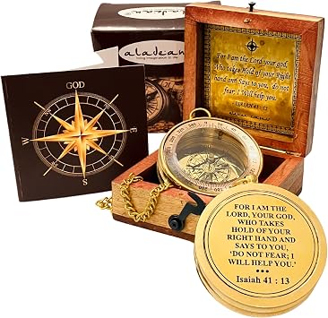 Divine Path Finder Compass - Isaiah 4113 Quote Engraved Inspirational Gift of Heavenly Guidance Uplifting Appreciation Gifts