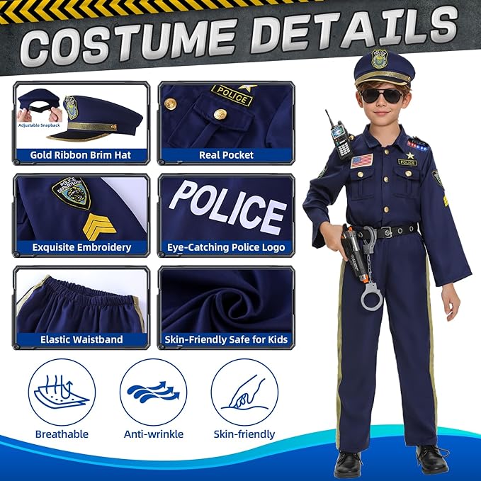 Disfraz de Policía para Niños 13 Piezas Set de Vestir miniatura 4