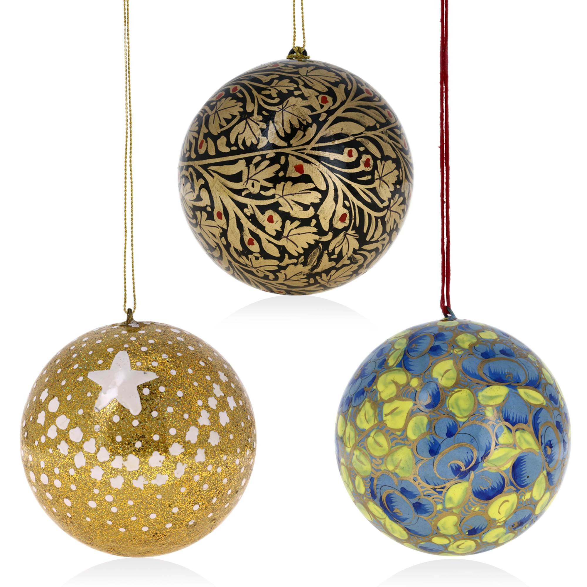 Ajuny Palline di cartapesta fatte a mano per albero di Natale, ornamenti decorativi da appendere per casa, feste, matrimoni, decorazioni natalizie, regali set di 18