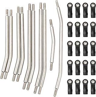 Vgoohobby 10Pcs Stainless Steel Steering Pull Rod Link Linkage Set Compatible with Axial SCX10 90046 90047 1/10 RC Crawler...