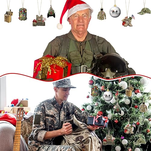 Miniatura 5 de 24 Pcs Army Ornaments for Christmas Tree Military Christmas Decorations Veteran Wooden Gifts Ornaments United States American Soldier Vehicle Boots