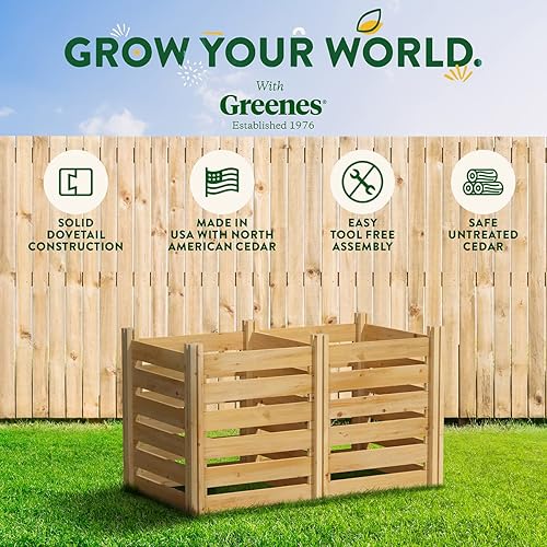 Miniatura 6 de Greenes Fence Compostador de madera de cedro, 24 pulgadas de ancho x 48 pulgadas de largo x 31 pulgadas de alto154.6 galones - Fabricado en Estados