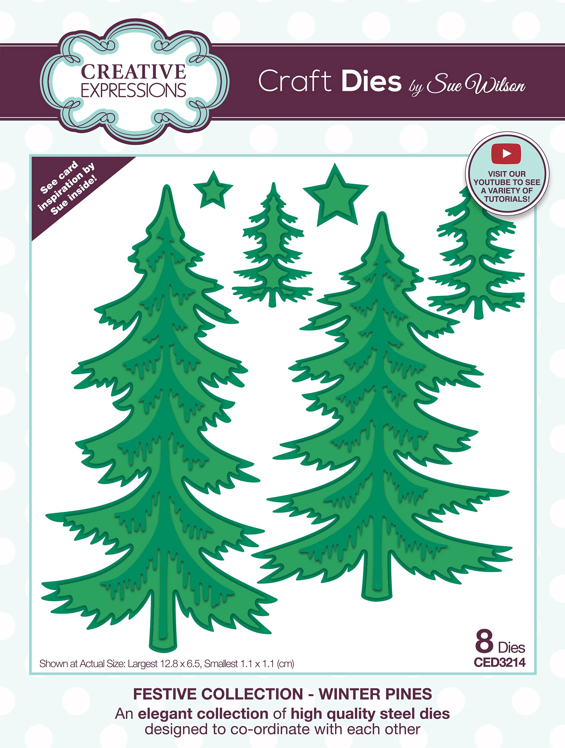 Creative Expressions Sue Wilson-Winter Pines-Craft Die, Metal, Largest 12.8 x 6.5 cm, CED3214